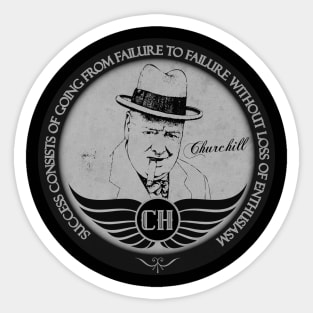 Churchill Circle Pin BW Sticker